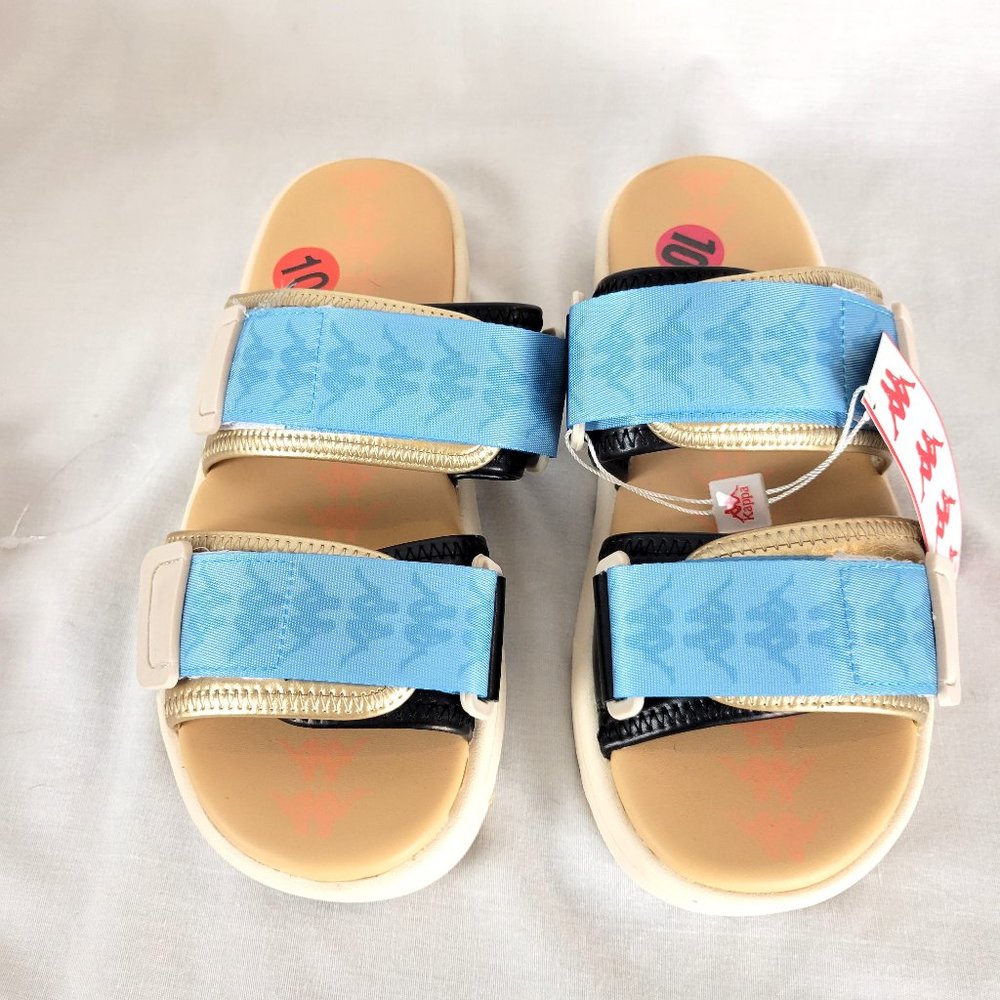 KAPPA 222 Banda Aster 5 Unisex Slides Lt Beige/Azure/Black - NWT